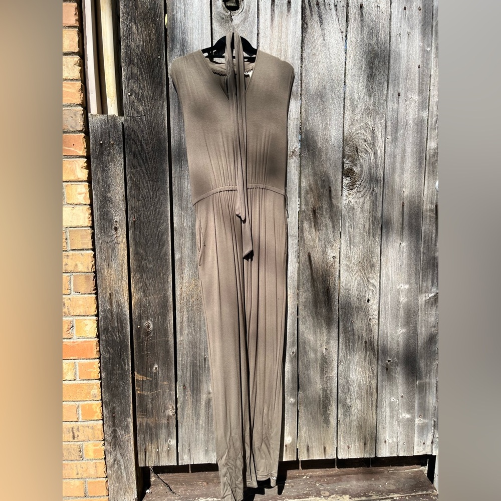 Matilda Jane Taupe Sleeveless Jumpsuit